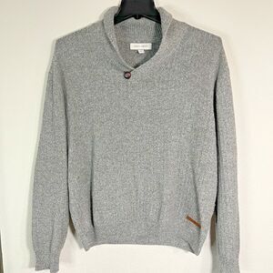 Joseph Abboud Sweater Mens XLarge Grey Wool Acrylic Shawl Collar Button Pullover